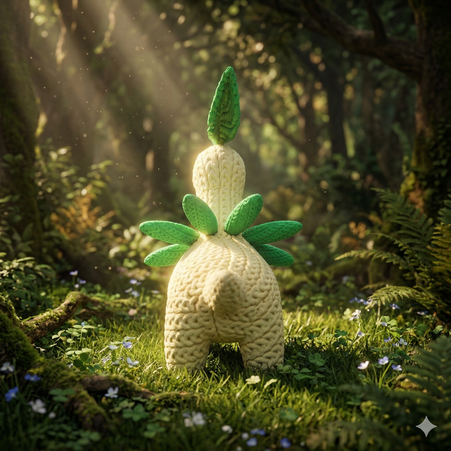 Knitted Leaf Creature – Cozy Sammlerfigur im Stricklook Whale 3D Studio