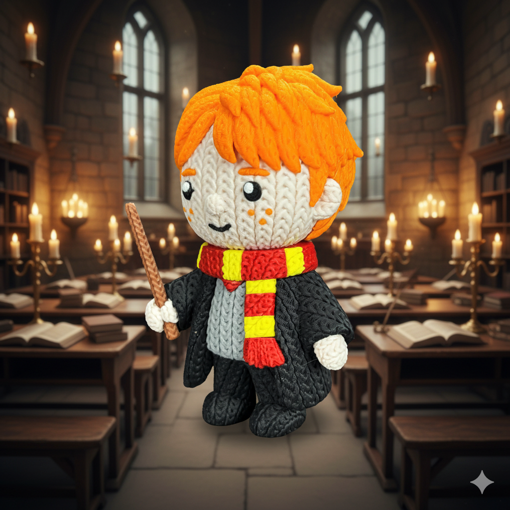 Knitted Wizard Sidekick – Cozy Fantasy Fanart Figur Whale 3D Studio