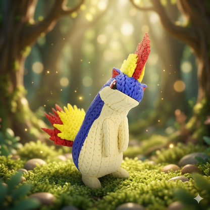 Knitted Fire Creature Evolution – Cozy Sammlerfigur im Stricklook Whale 3D Studio
