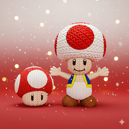 Knitted Mushroom Guide – Cozy Game Fanart Figur Whale 3D Studio