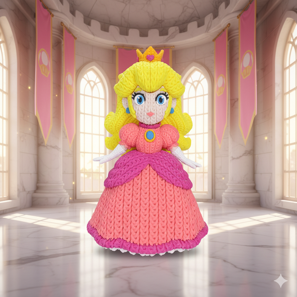 Knitted Royal Princess – Cozy Game Fanart Figur Whale 3D Studio