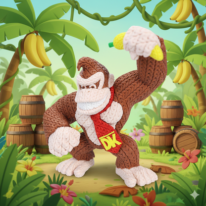Knitted Jungle Power Ape – Kraftvoller Game-Charakter im cozy Stricklook Whale 3D Studio