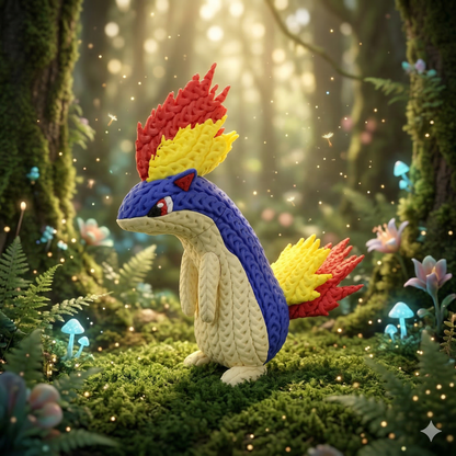 Knitted Fire Creature Evolution – Cozy Sammlerfigur im Stricklook Whale 3D Studio