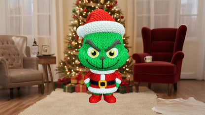 Knitted Green Holiday Trickster & Dog – Cozy Winter Fanart Figur Whale 3D Studio