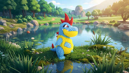 Knitted Water Creature Evolution – Cozy Sammlerfigur im Stricklook Whale 3D Studio
