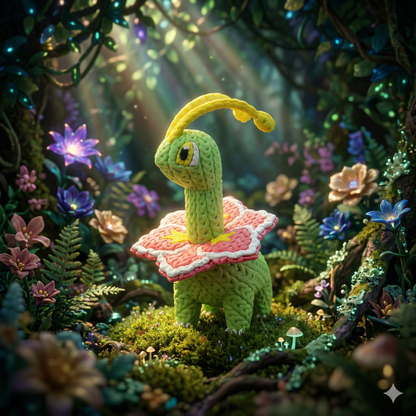 Knitted Monster – Pflanzlicher Dino inspiriert von Meganium Whale 3D Studio
