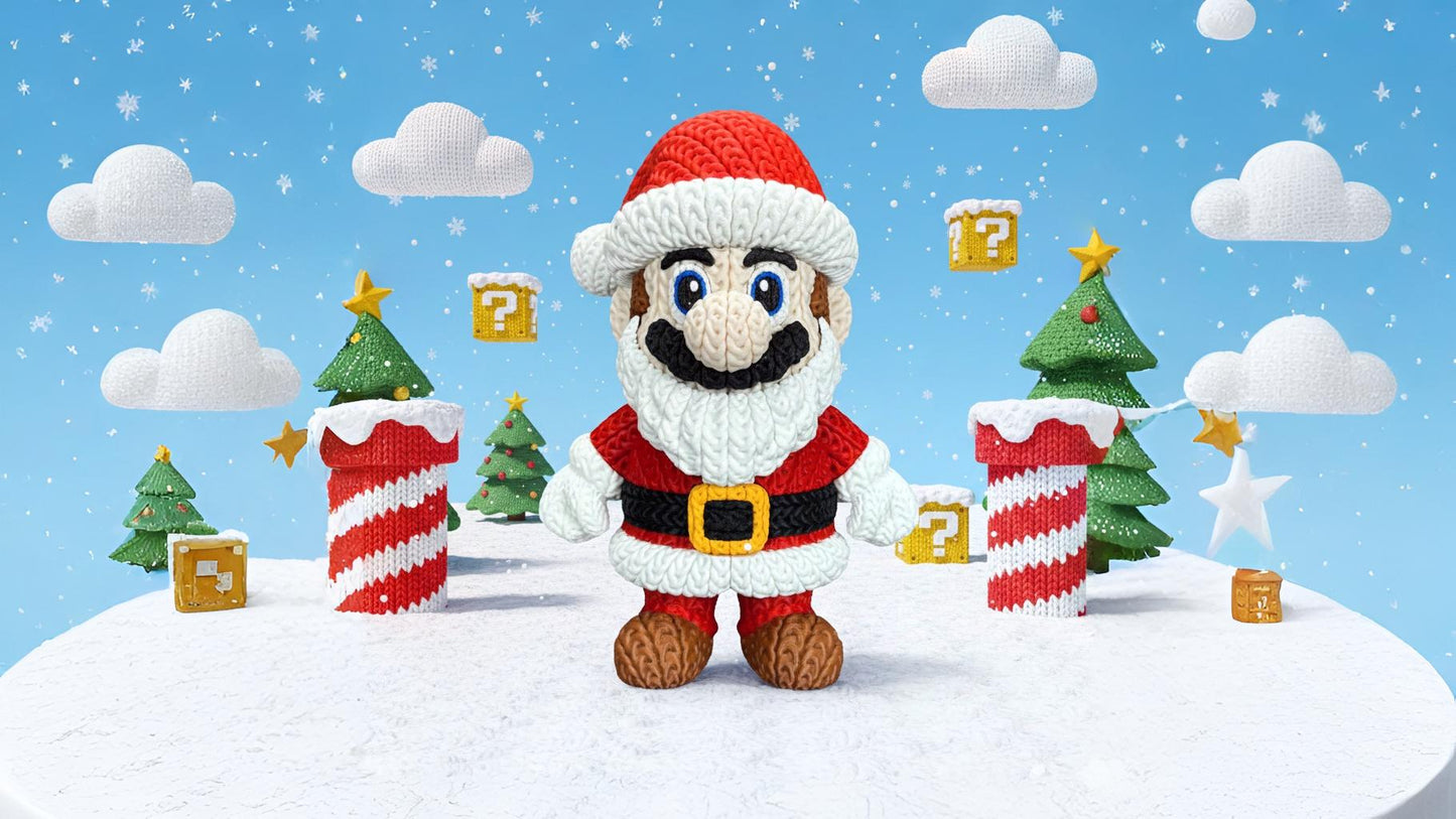 Knitted Platform Hero Set – Cozy Game Fanart Figur & Santa Edition Whale 3D Studio
