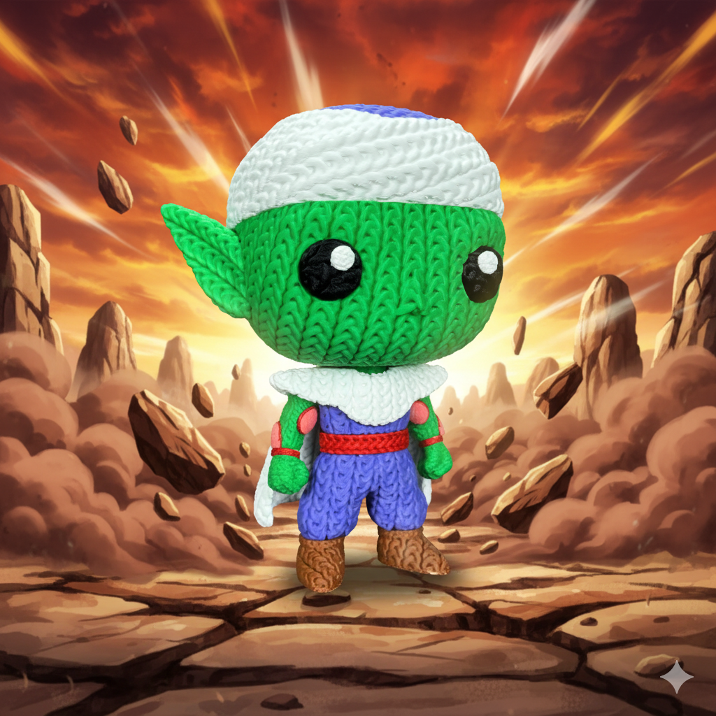 Knitted Mystic Warrior – Cozy Anime Fanart Figur Whale 3D Studio