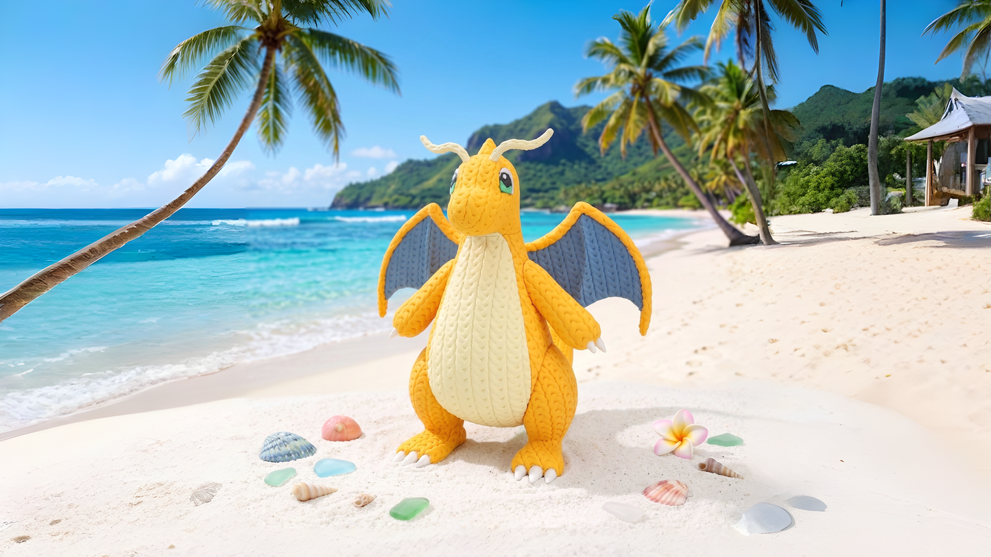 Sanfter Himmelsdrache im Stricklook – Gemütliche Sammlerfigur mit Charme Whale 3D Studio