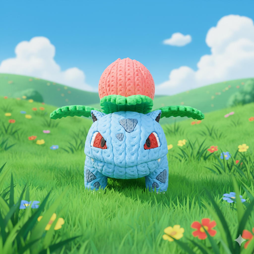Knitted Plant Guardian – Naturverbundener Game-Charakter im cozy Stricklook Whale 3D Studio