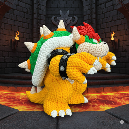 Knitted Fire King – Cozy Game Fanart Figur Whale 3D Studio