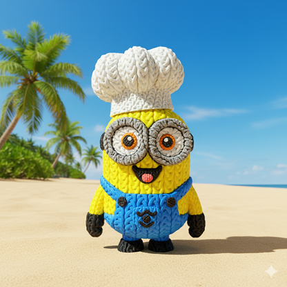 Knitted Yellow Mischief Buddy – Frecher Filmheld im cozy Stricklook Whale 3D Studio Whale 3D Studio