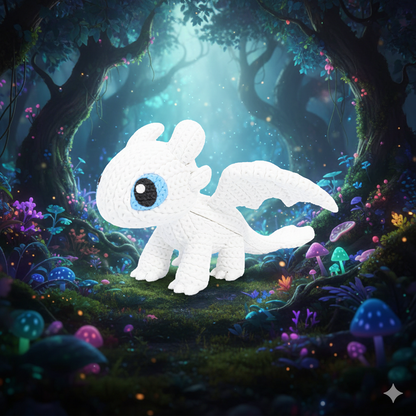 Knitted Light Dragon Companion – Anmutiger Fantasy-Drache im cozy Stricklook Whale 3D Studio