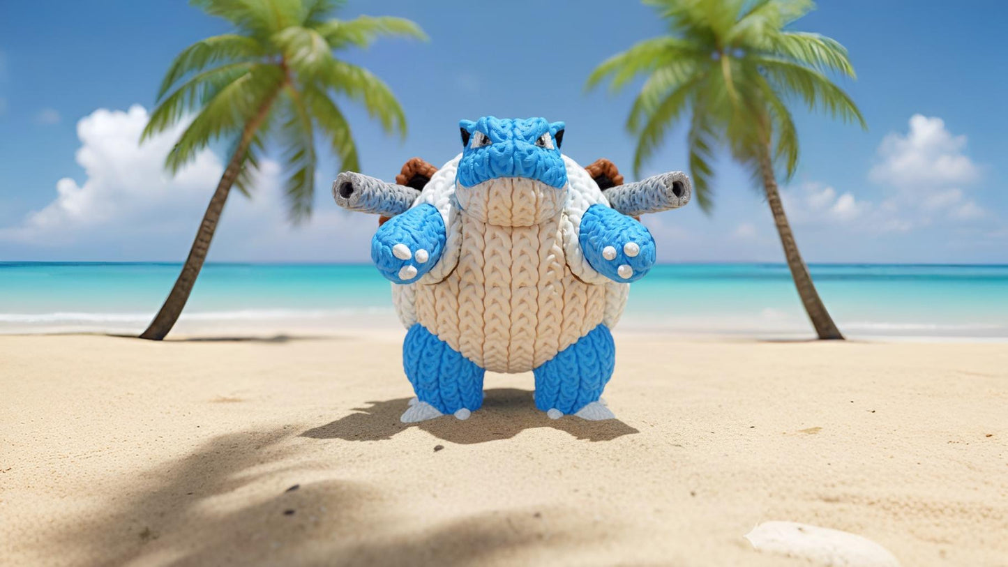 Knitted Water Turtle Commander – Cozy Monster Fanart Figur Whale 3D Studio
