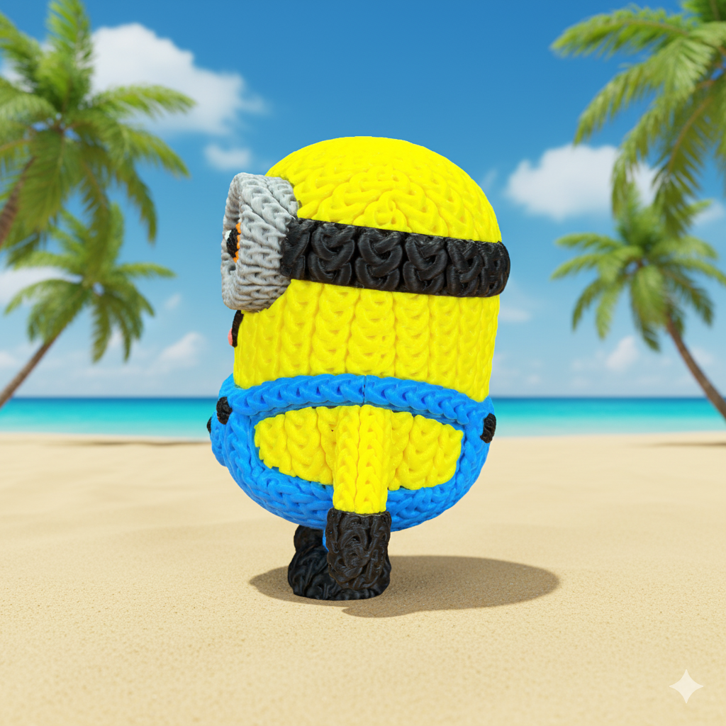Knitted Yellow Mischief Buddy – Frecher Filmheld im cozy Stricklook Whale 3D Studio Whale 3D Studio