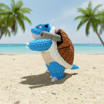Knitted Water Turtle Commander – Cozy Monster Fanart Figur Whale 3D Studio