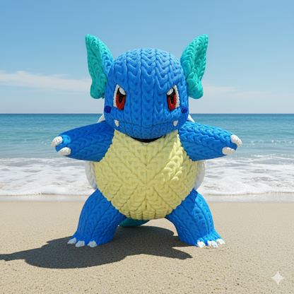 Knitted Water Turtle Warrior – Cozy Monster Fanart Figur Whale 3D Studio