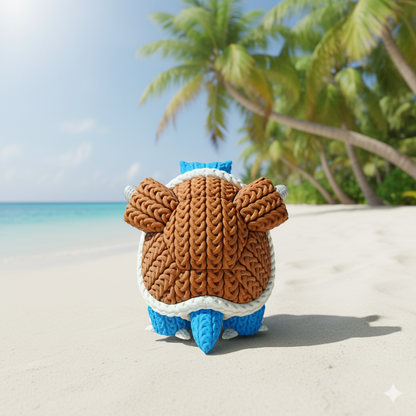 Knitted Water Turtle Commander – Cozy Monster Fanart Figur Whale 3D Studio