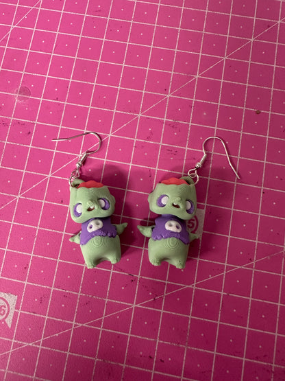 Zombiefigur Ohrring – Gruseliger Ohrschmuck für Halloween Layers in Green