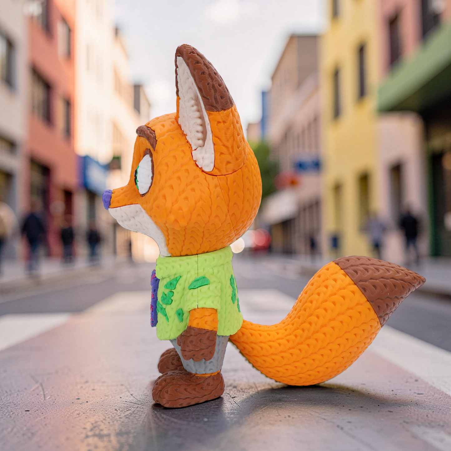 Knitted City Fox – Schlauer Fuchs im Strick-Look Whale 3D Studio