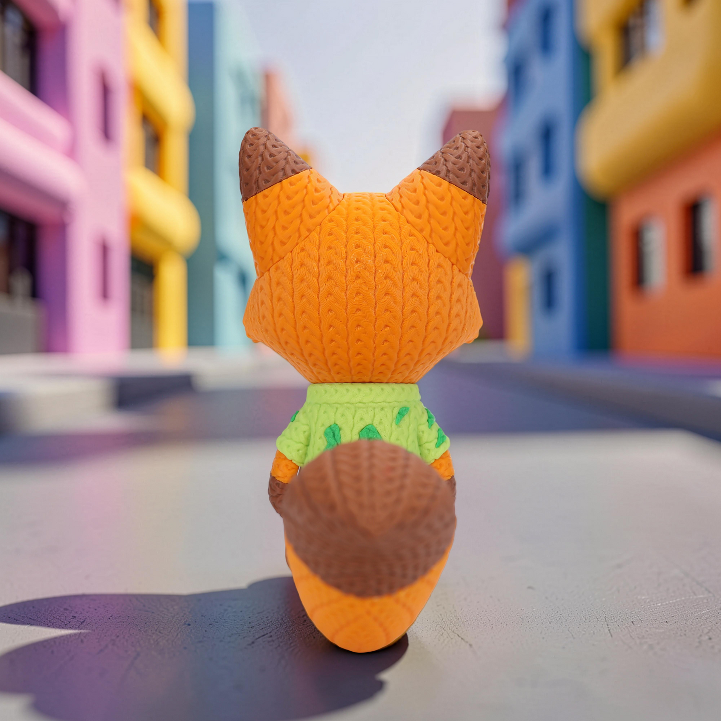 Knitted City Fox – Schlauer Fuchs im Strick-Look Whale 3D Studio
