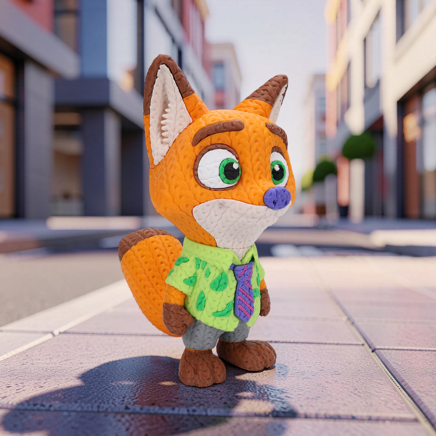 Knitted City Fox – Schlauer Fuchs im Strick-Look Whale 3D Studio