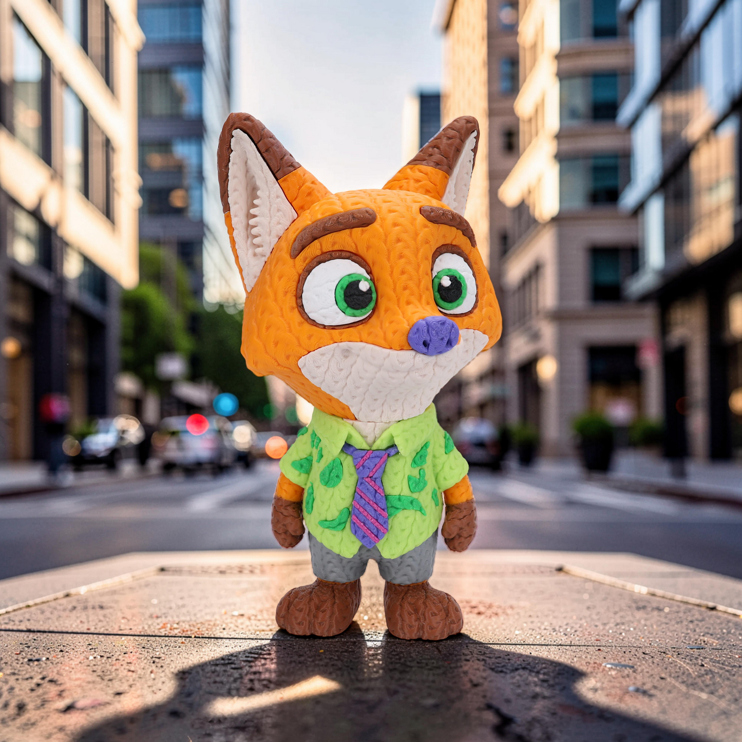 Knitted City Fox – Schlauer Fuchs im Strick-Look Whale 3D Studio