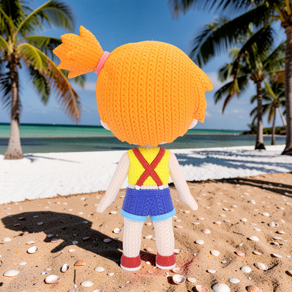 Abenteuerliche Trainerin im Stricklook – Niedliche Sammlerfigur mit Charme Whale 3D Studio