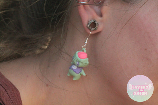 Zombiefigur Ohrring – Gruseliger Ohrschmuck für Halloween Layers in Green