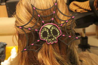 Halloween Web Hairclip – Kunstvoller Haarschmuck inspiriert vom Día de los Muertos 3D Miss Prints