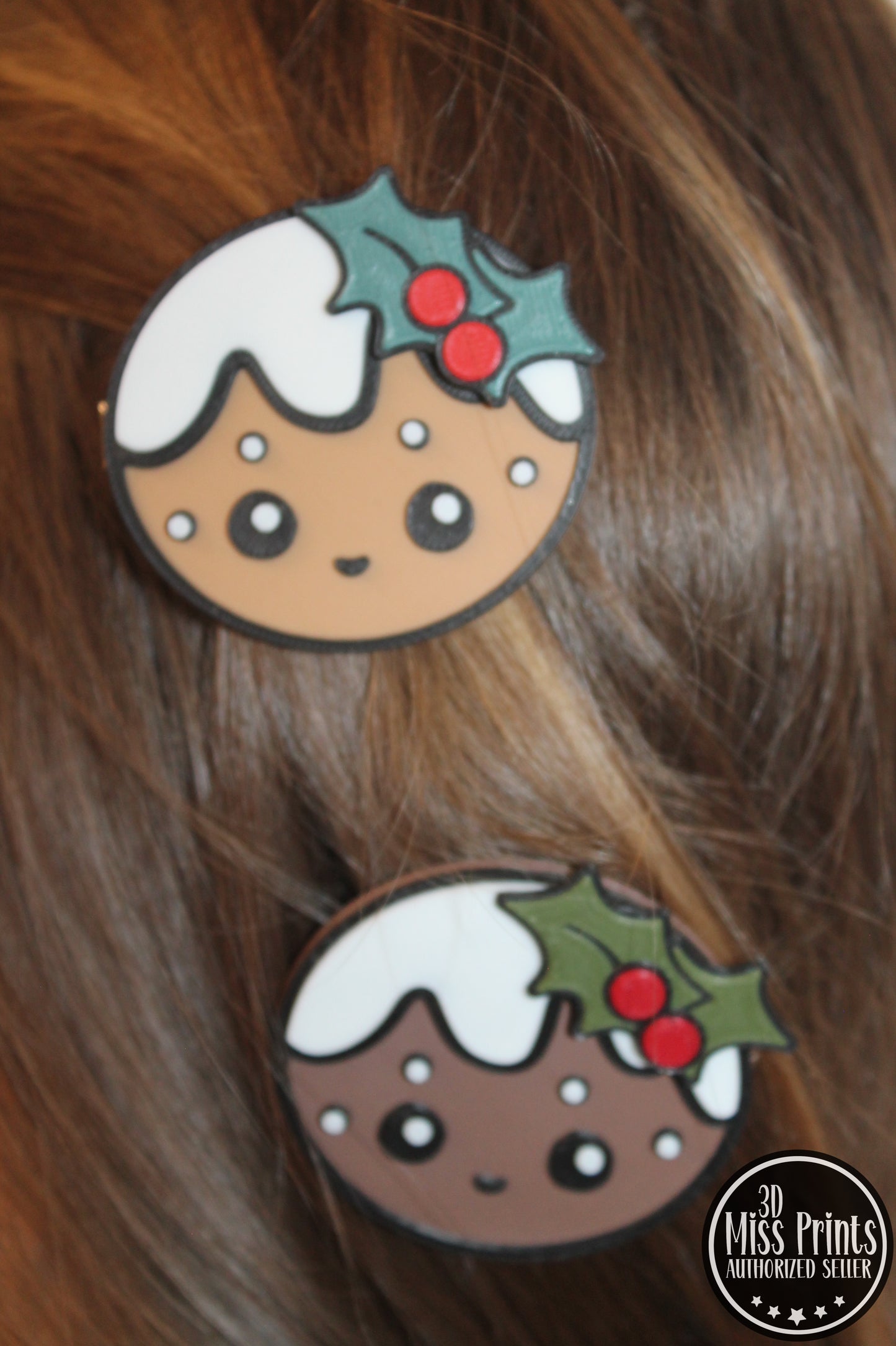 Niedlicher Weihnachtspudding-Haarclip – Süßer Festtagszauber für dein Haar 3D Miss Prints