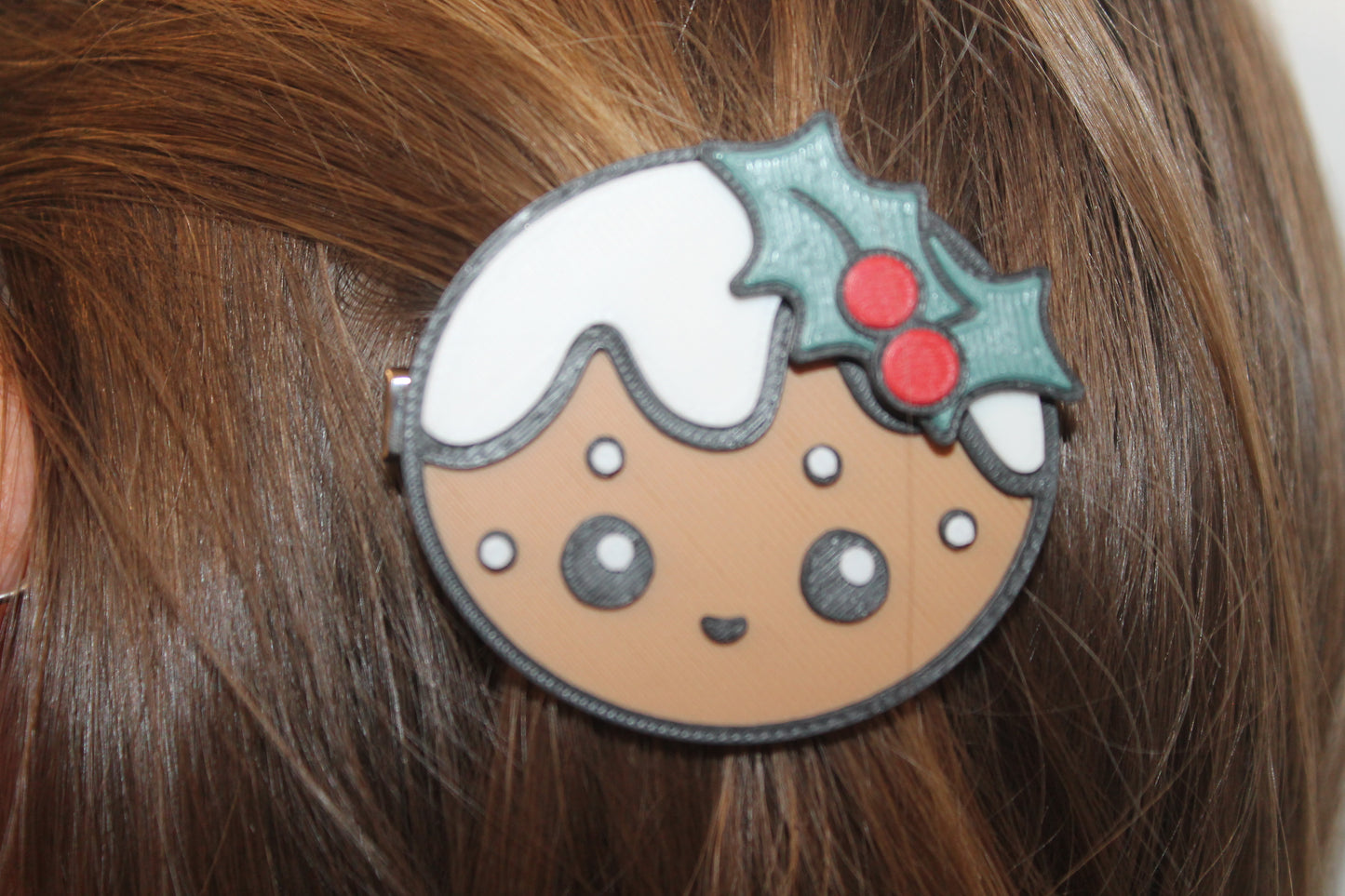 Niedlicher Weihnachtspudding-Haarclip – Süßer Festtagszauber für dein Haar 3D Miss Prints