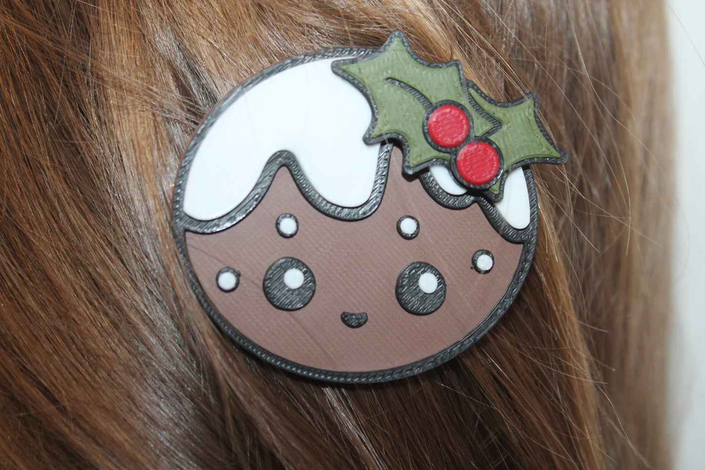 Niedlicher Weihnachtspudding-Haarclip – Süßer Festtagszauber für dein Haar 3D Miss Prints
