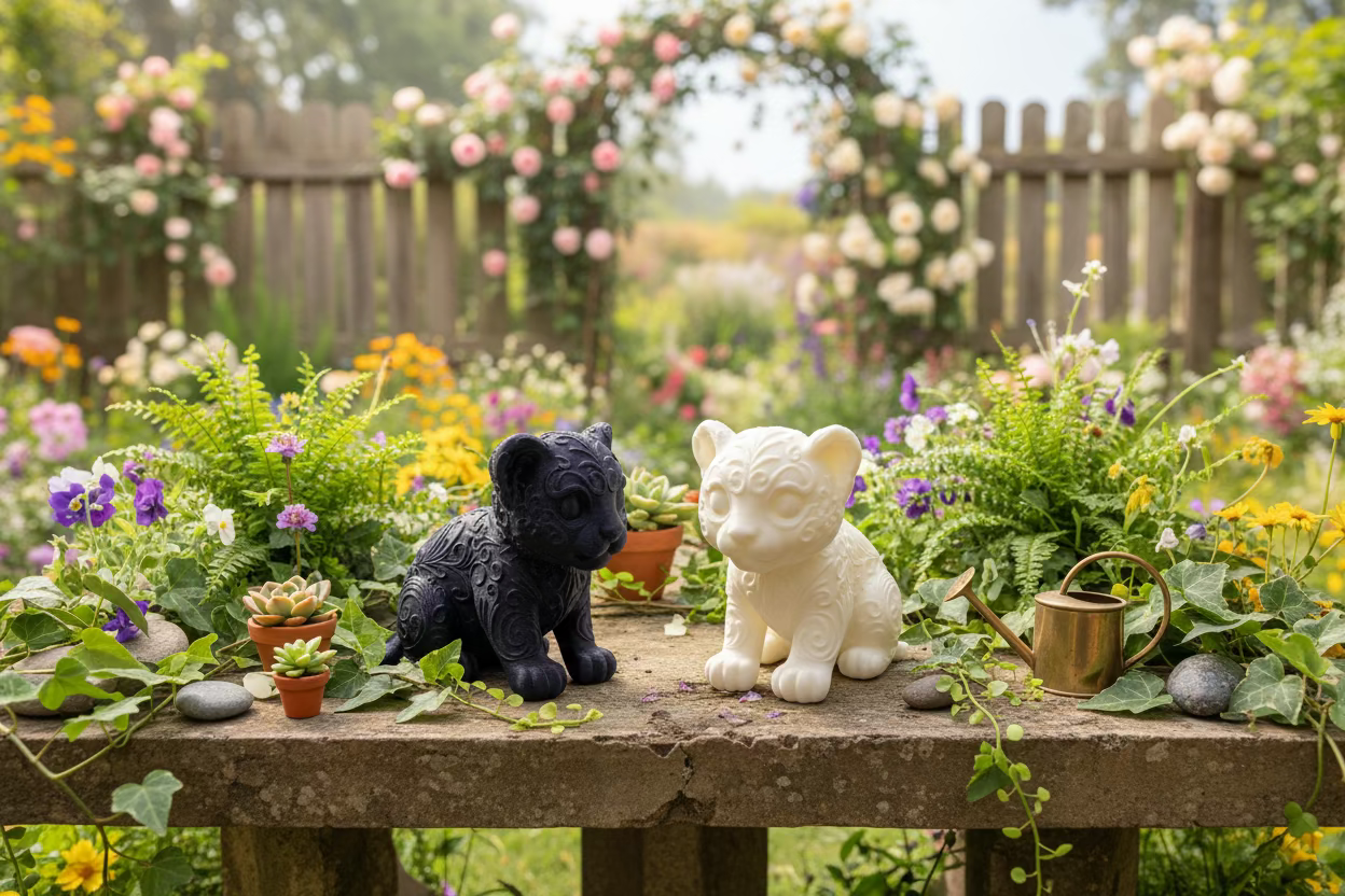 Schlüsselanhänger-Panda, zwei kleine Figuren in schwarz und hell, für Outdoor-Deko