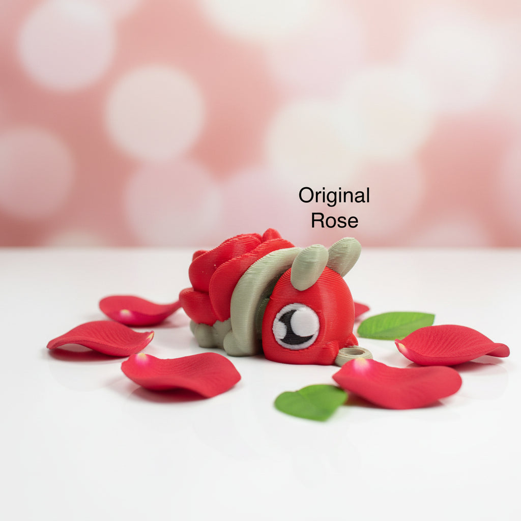Flexibler Käfer-Schlüsselanhänger, rot mit rosa Rose und weißem Layer-Design