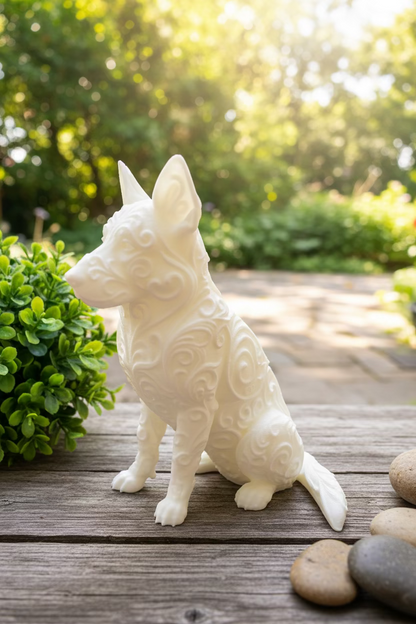 Schäferhund-Ornament in hellem Beige, seitlich stehend