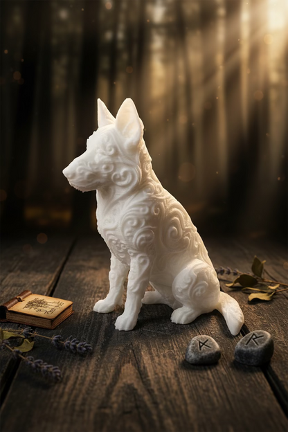 Schäferhund-Ornament in hellem Beige, aufrechter Stand