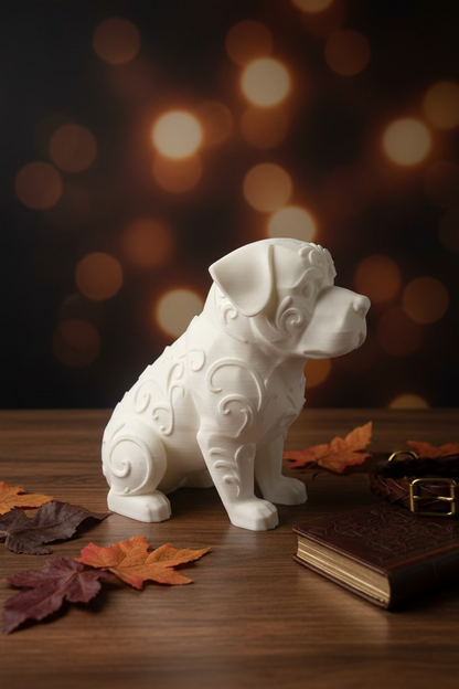 Rottweiler-Ornament, beige, sitzend mit erhobenem Kopf und Vorderpfoten