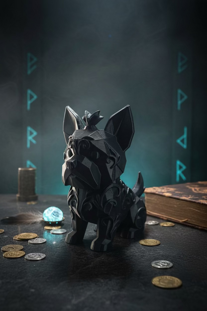 Yorkshire-Terrier-Ornament, schwarze durchscheinende Hundefigur mit spitzen Ohren
