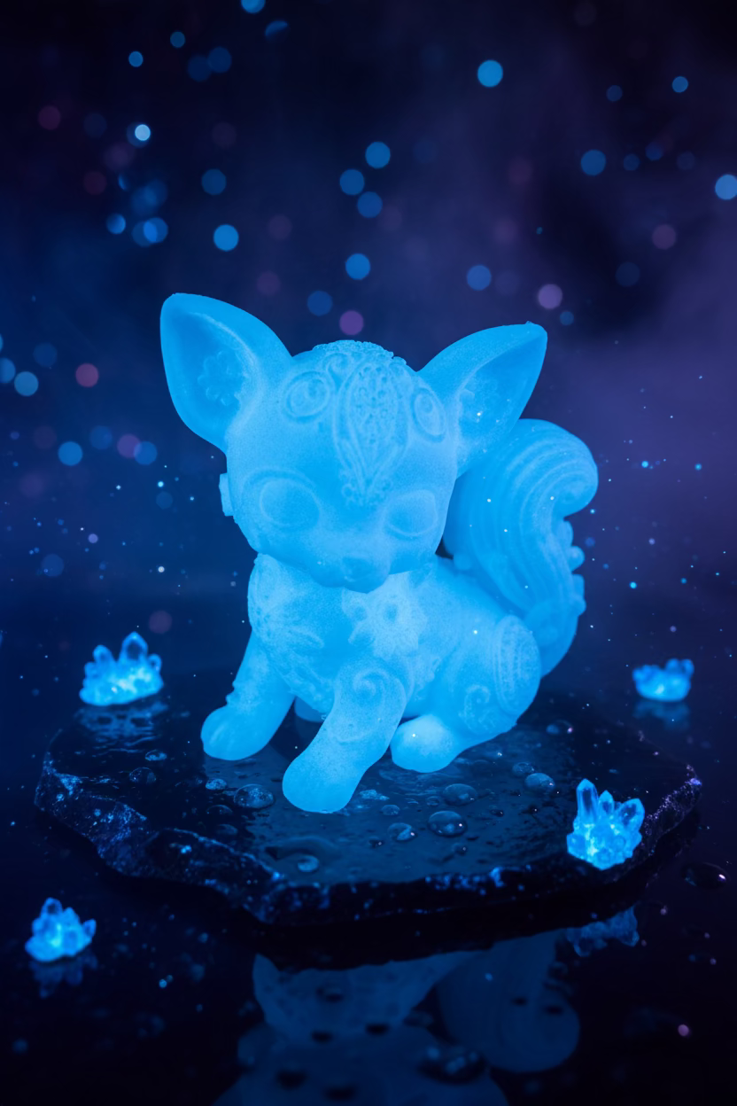 Blaues Chihuahua-Ornament/Schlüsselanhänger, kniende Hunderfigur mit Relief-Details