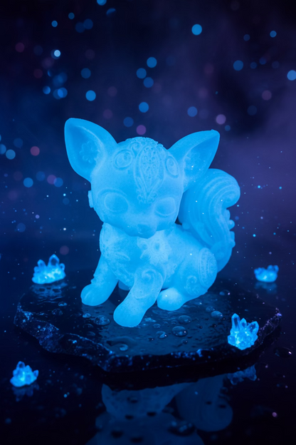 Blaues Chihuahua-Ornament/Schlüsselanhänger, kniende Hunderfigur mit Relief-Details
