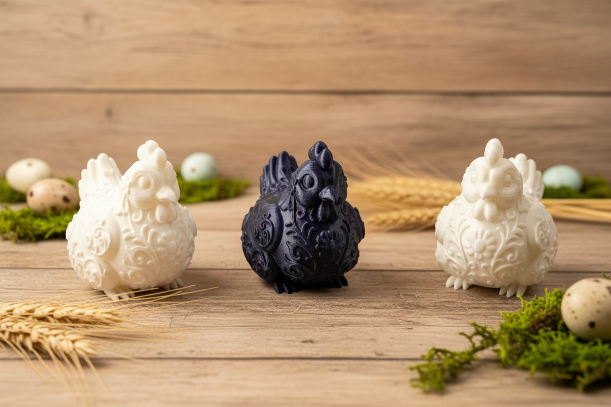 Set Zierfiguren Hennen: weiße und schwarze Varianten