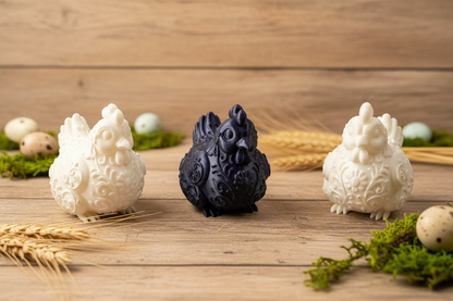 Set Zierfiguren Hennen: weiße und schwarze Varianten