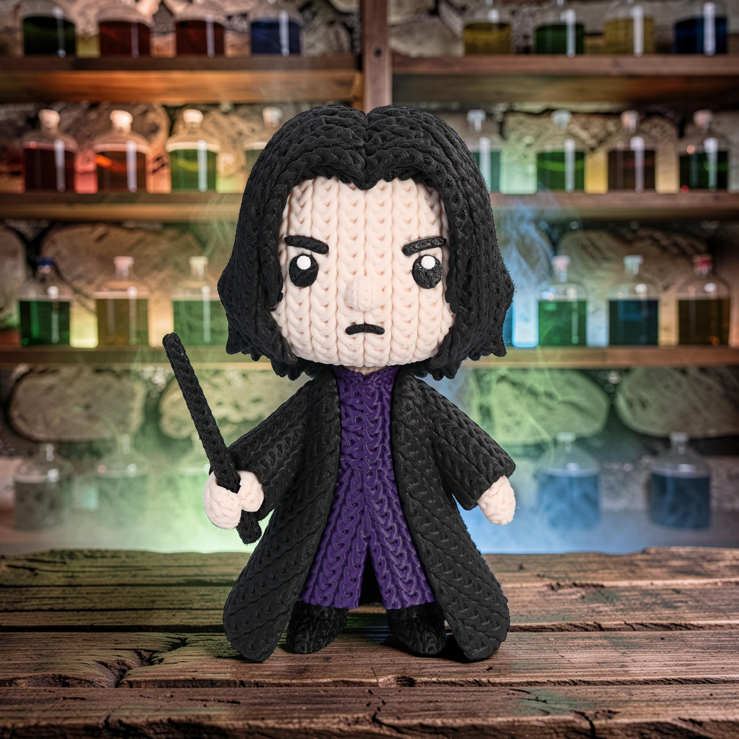 Knitted Dark Wizard Teacher – Cozy Sammlerfigur im Stricklook Whale 3D Studio