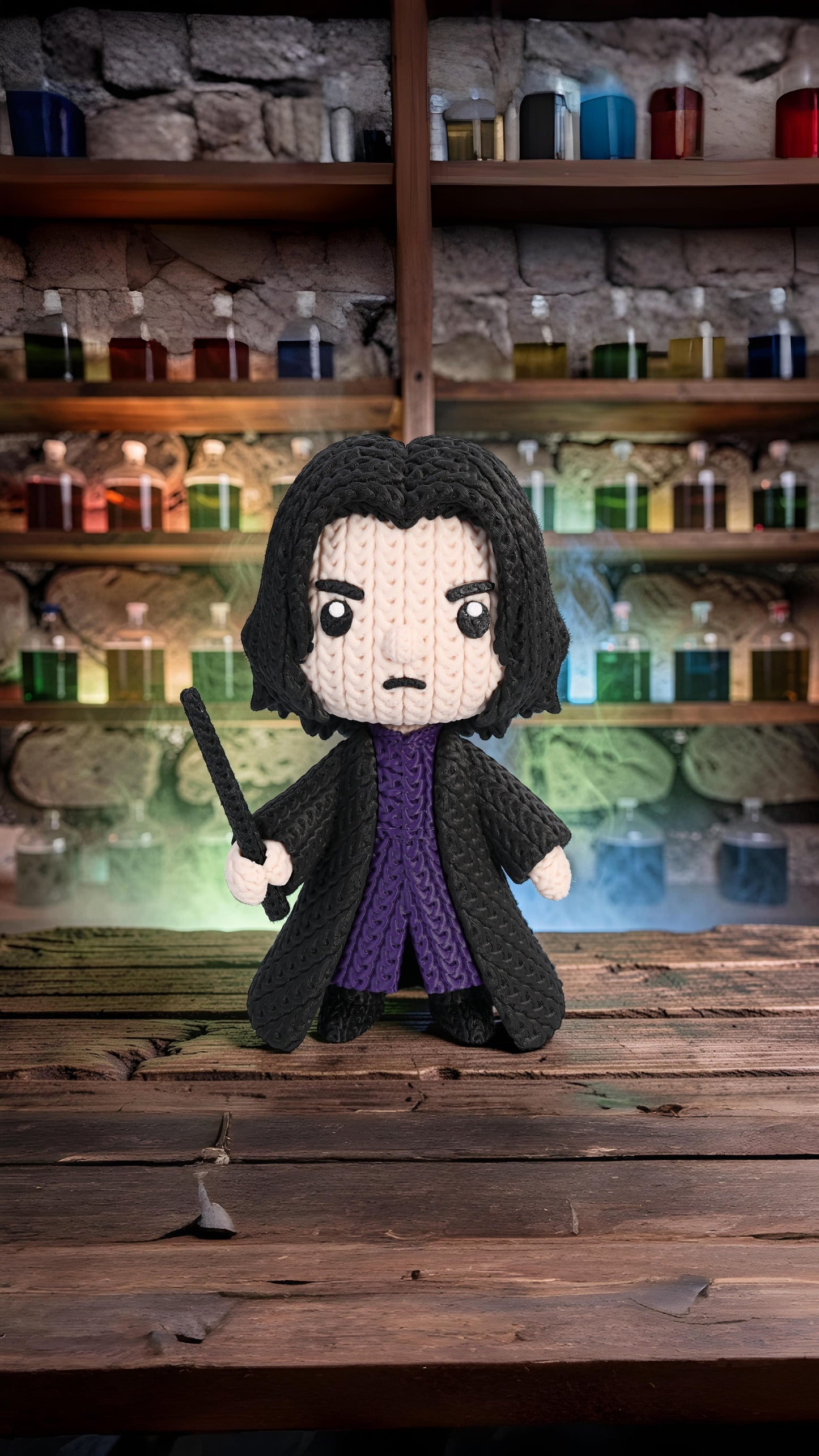 Knitted Dark Wizard Teacher – Cozy Sammlerfigur im Stricklook Whale 3D Studio