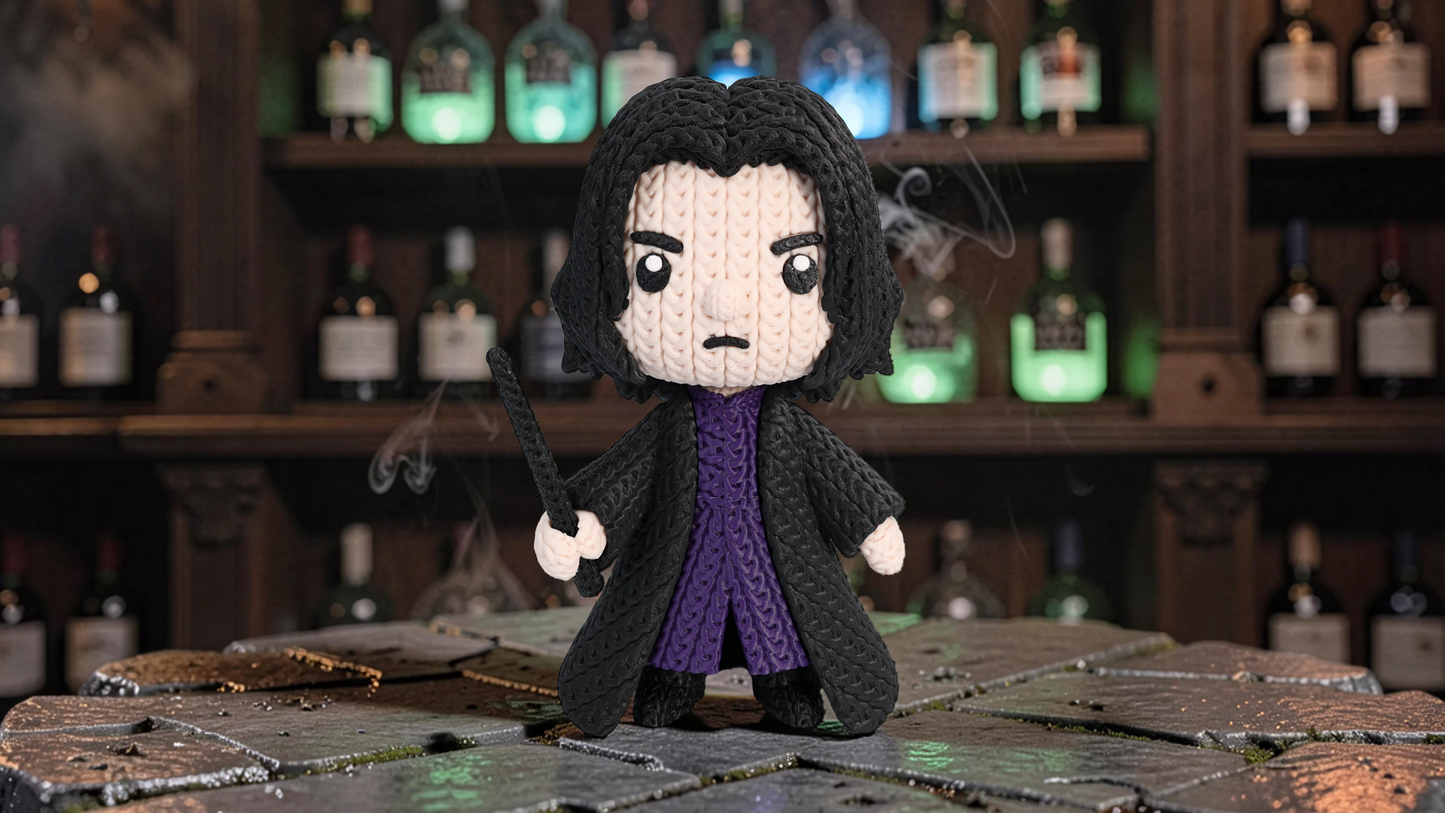 Knitted Dark Wizard Teacher – Cozy Sammlerfigur im Stricklook Whale 3D Studio
