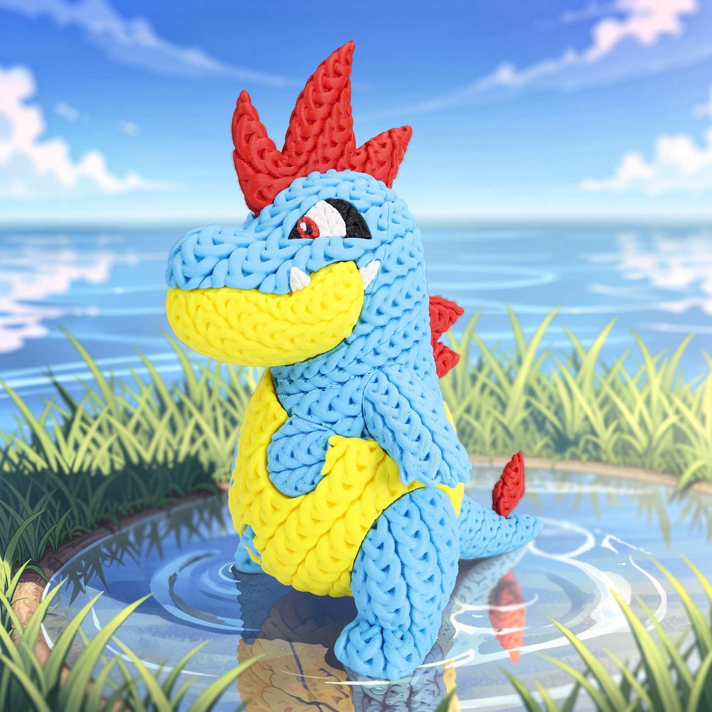 Knitted Water Creature Evolution – Cozy Sammlerfigur im Stricklook Whale 3D Studio