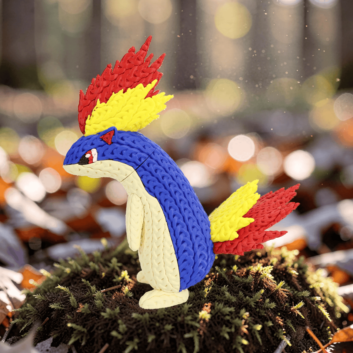 Knitted Fire Creature Evolution – Cozy Sammlerfigur im Stricklook Whale 3D Studio
