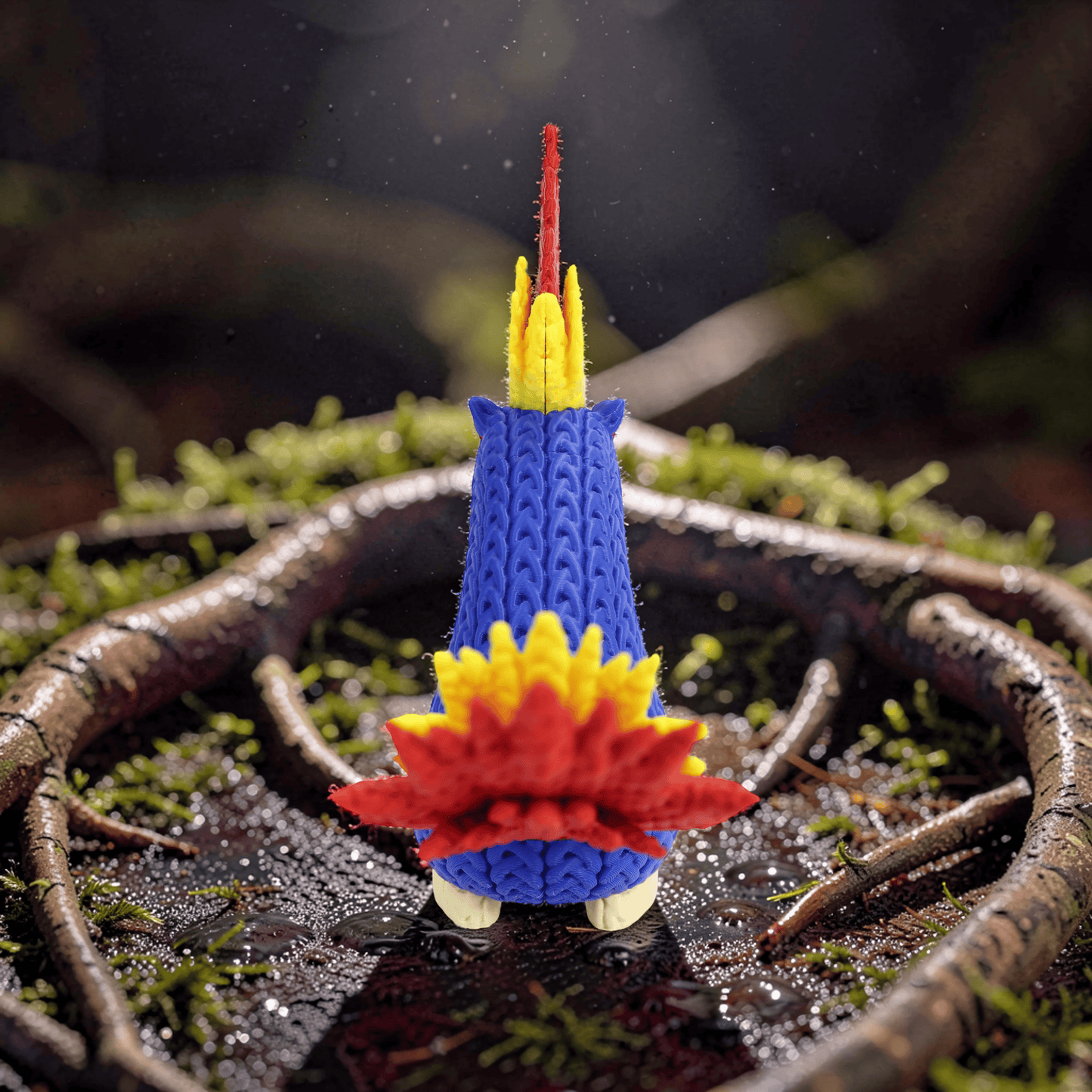 Knitted Fire Creature Evolution – Cozy Sammlerfigur im Stricklook Whale 3D Studio