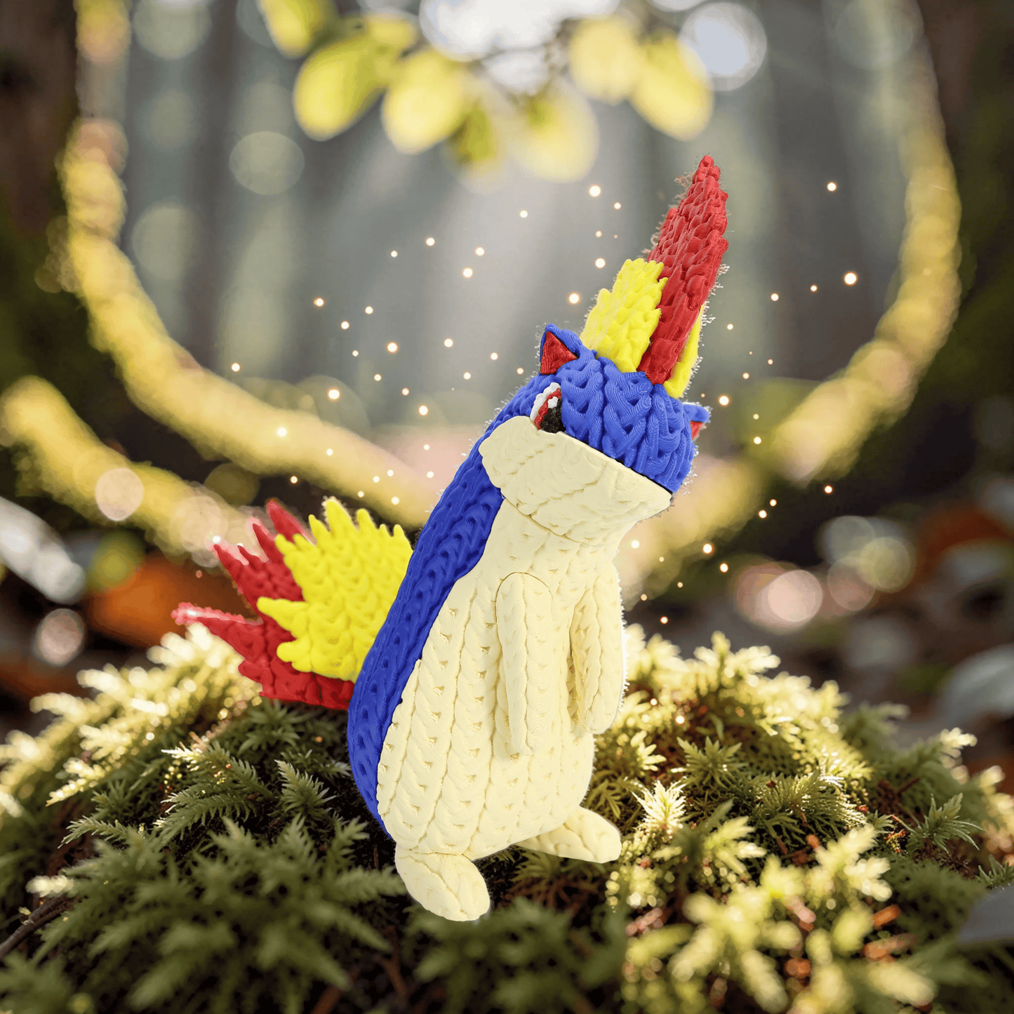 Knitted Fire Creature Evolution – Cozy Sammlerfigur im Stricklook Whale 3D Studio